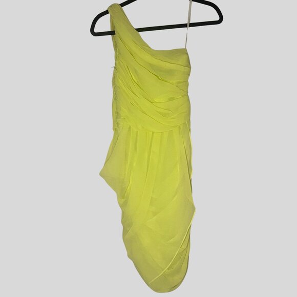 Mara Hoffman Neon Lime One-Shoulder Ruched Chiffon Dress – Size 0, NWT - Picture 3 of 8